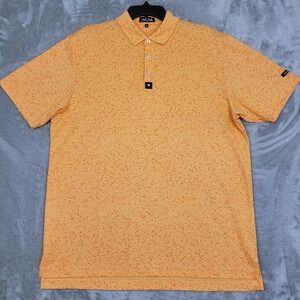 Bad Birdie Men's XL Bright Orange Paint Splatter Golf Polo Shirt Performance